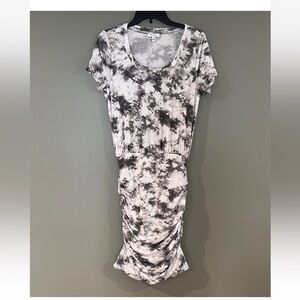 New! Skinnygirl Jeans Tie-Dye Ruched Midi Dress – Gray/White (Size M)